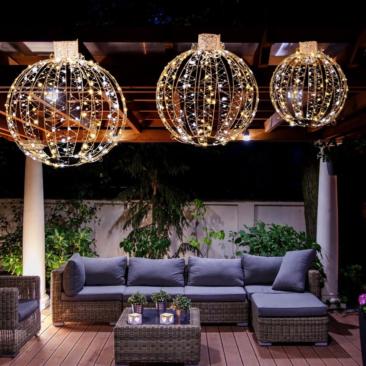 3 Pieces Christmas LED Ball Lights in Golden, image 6