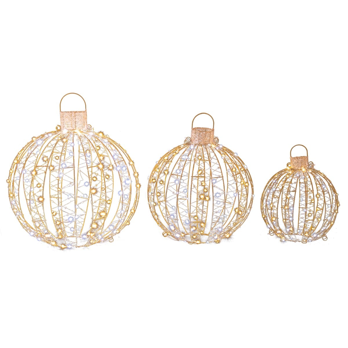 3 Pieces Christmas LED Ball Lights in Golden