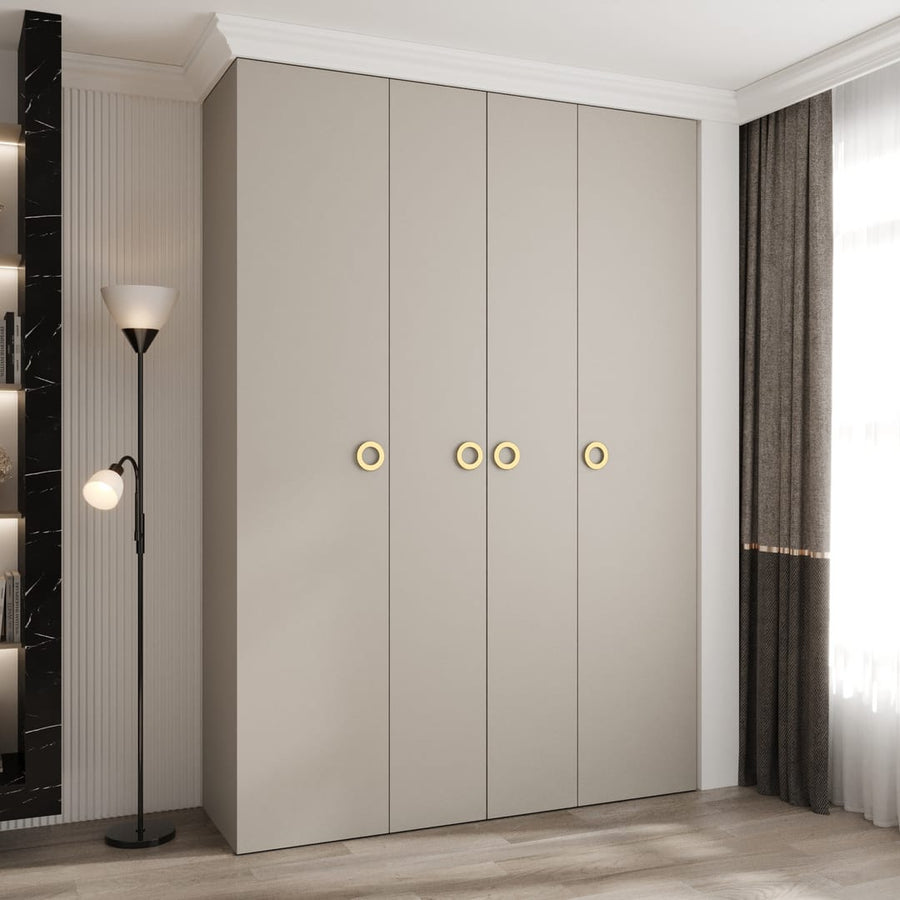 Como I Hinged Door Wardrobe 170cm in a light grey finish standing in a modern bedroom setting