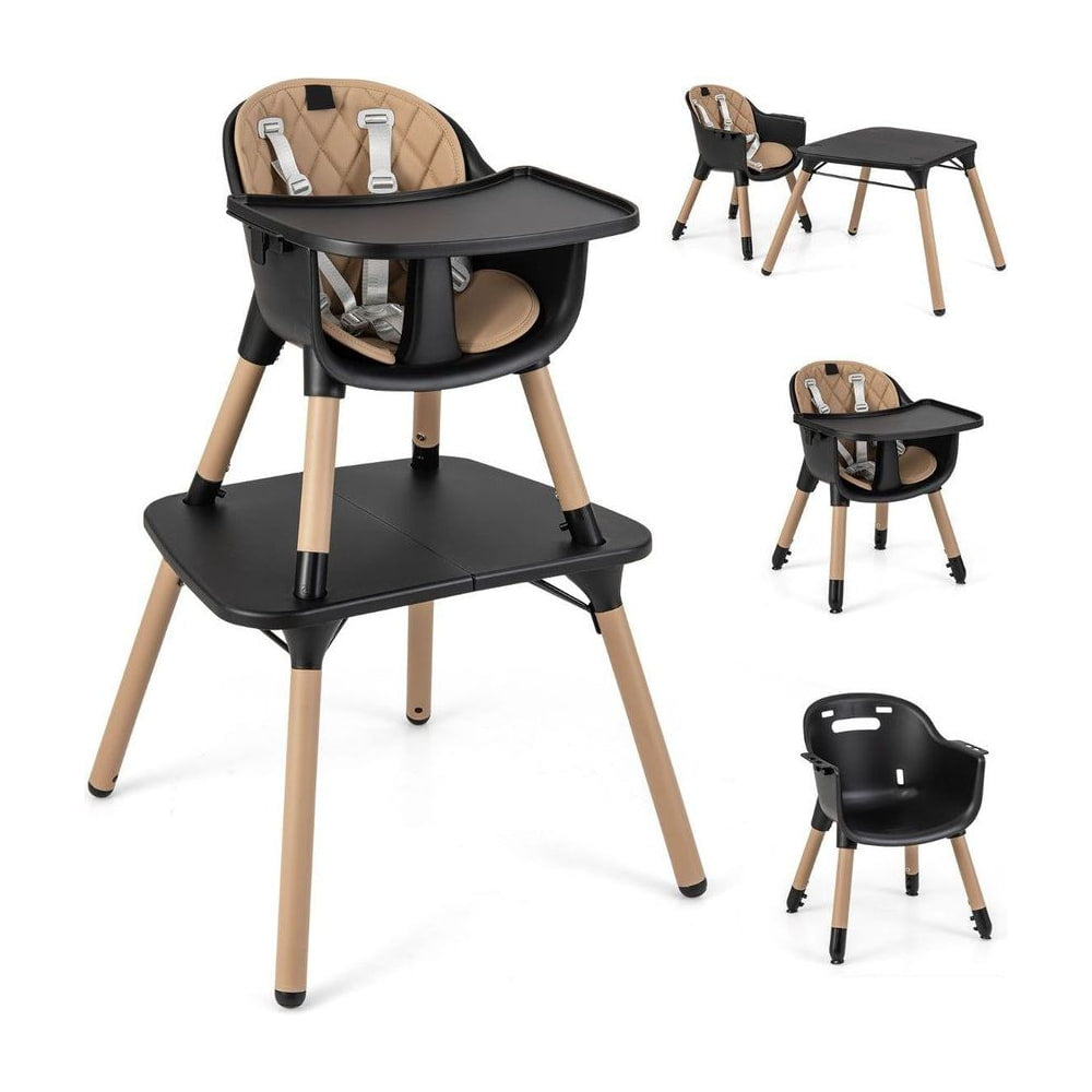 Convertible Baby High Chair with 2-Position Removable Tray shown in various configurations