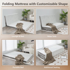 Cooling Gel Memory Foam Folding Mattress with Bamboo Cover and Mesh Border Fabric-M