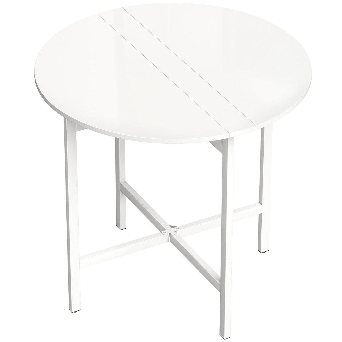 HOMCOM Collapsible Drop Leaf Table, Folding Dining Table for Small Spaces, Extendable Kitchen Table with Steel Frame, White