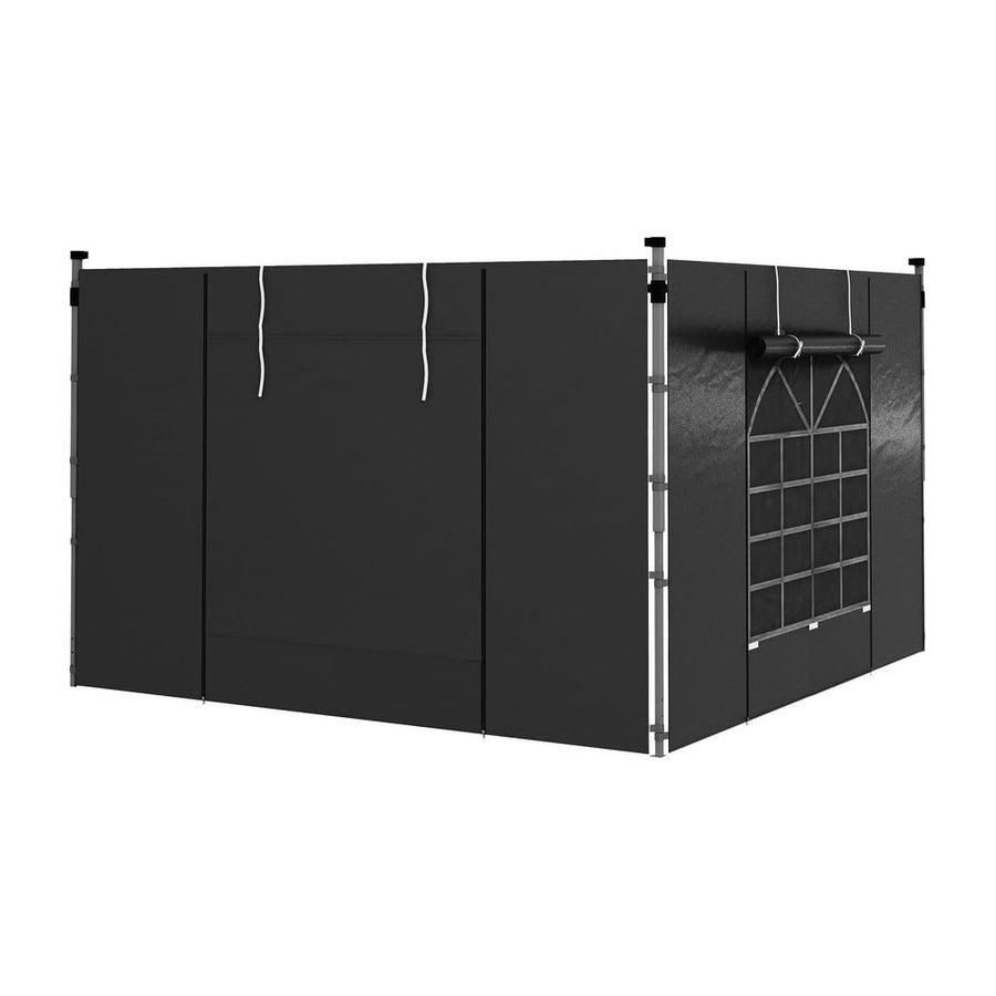 Outsunny Gazebo Side Panels, 2 Pack Sides Replacement, for 3x3(m) or 3x6m Pop Up Gazebo, with Windows and Doors, Black