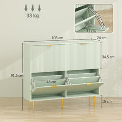 HOMCOM Elegant Four-Drawer Shoe Cabinet - Light Green