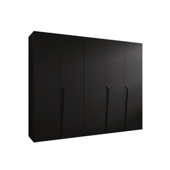 The hinged wardrobe in black shown from a side angle against a plain white background