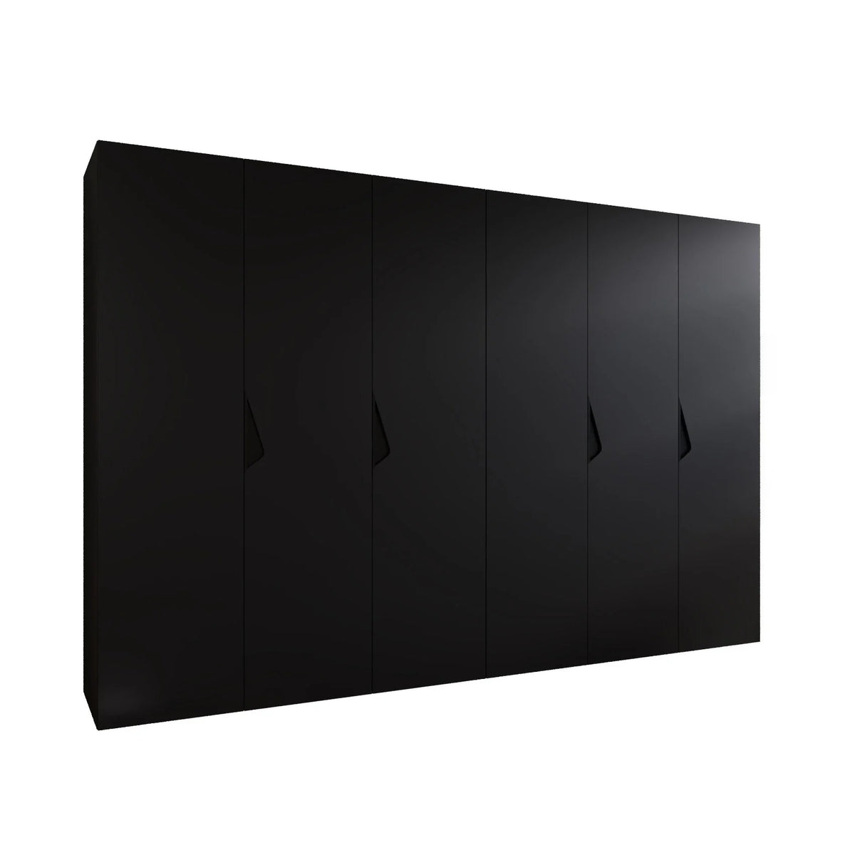 The hinged wardrobe in a black finish shown from the front
