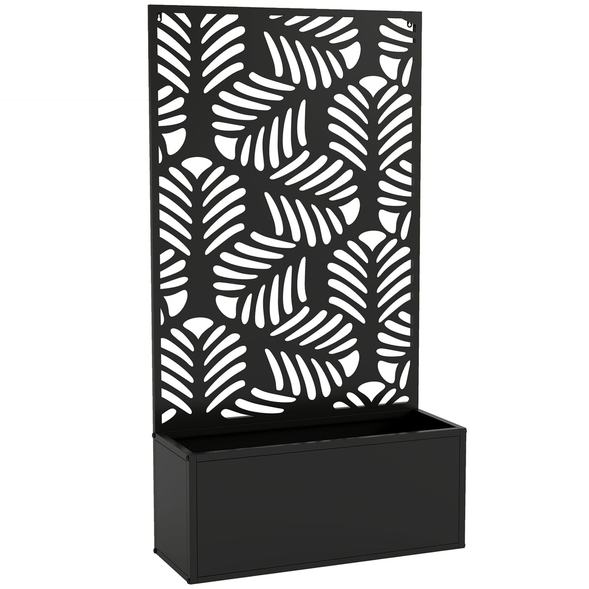 Outsunny Metal Garden Bed for Garden with Trellis, Wall Mounted or Freestanding Raised Planter with Privacy Screen