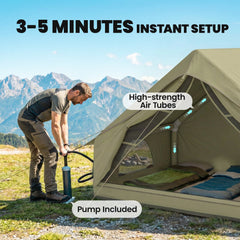 Outsunny Inflatable Tent Waterproof for Camping Blow Up Tent with Pump Carry Bag for 2-4 Person