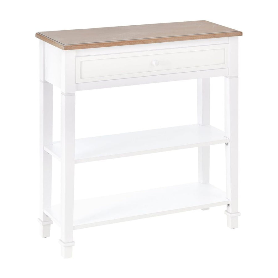HOMCOM Console Table Hallway Side Desk 1 Drawer 2 Shelves Worktop Handle Retro Elegant Style Home Display Storage for Bedroom