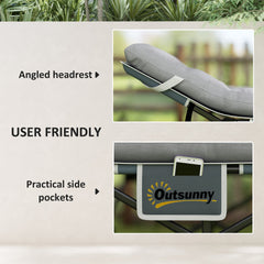 Outsunny 68cm Wide Folding Bed, Camping Cot for Adults with Mattress, Carry Bag, Storage Pocket, Max Load 150kg, Light Grey