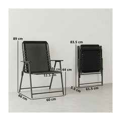 Outsunny Folding Garden Chairs Set of 2, Outdoor Dining Chairs with Wide Texteline Seat, High Back and Armrests, Black