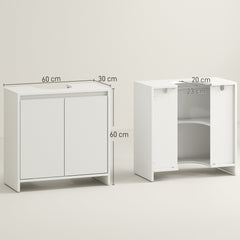HOMCOM Under Sink Bathroom Cabinet, Freestanding Under Sink Cabinet with 2 Doors and Shelf for Basin without or with
