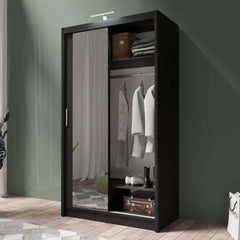 Black Full Mirrored Sliding Door Wardrobe 120cm – ALDRIDGE