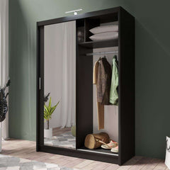 Black Full Mirrored Sliding Door Wardrobe 150cm – ALDRIDGE