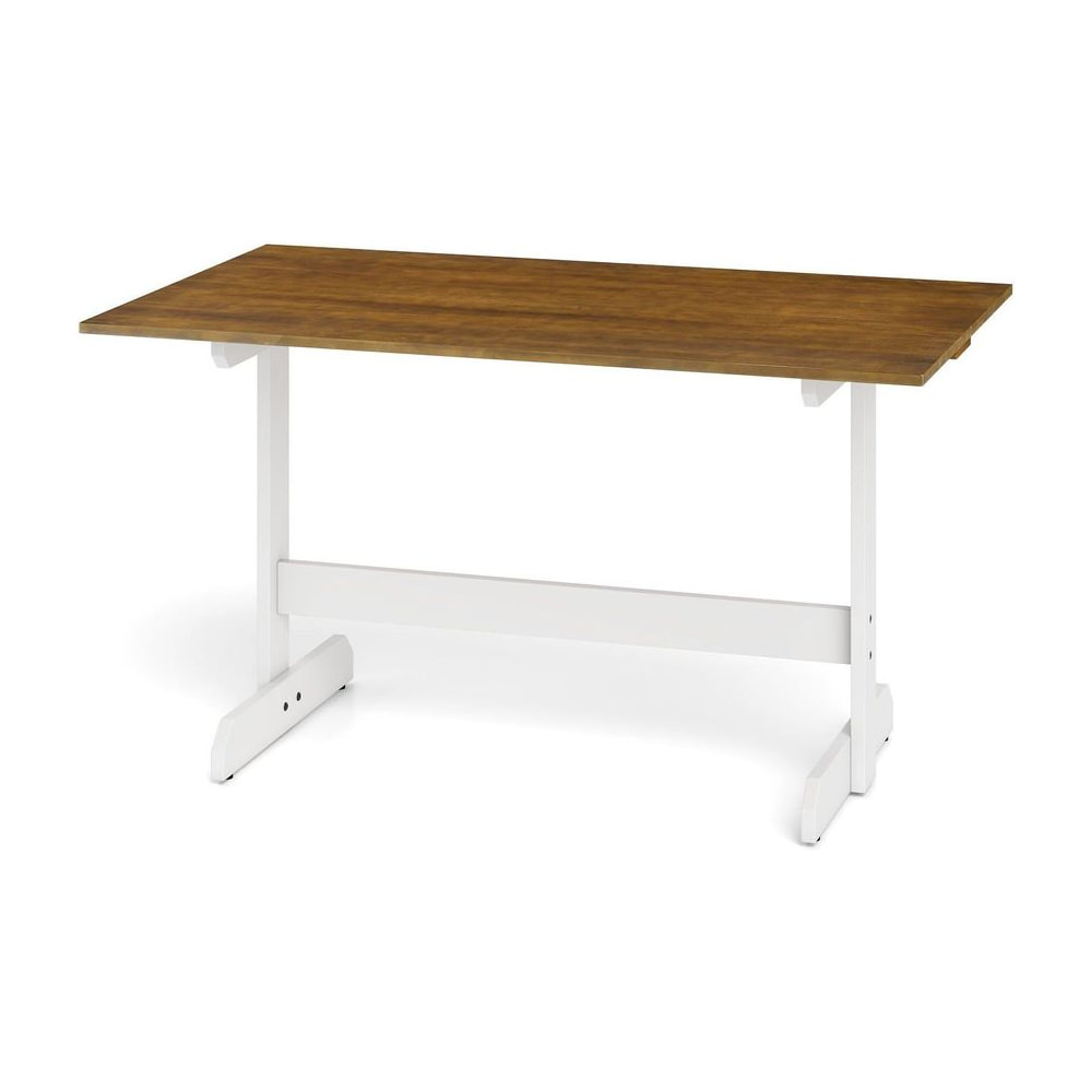 Dining Table for 4-6 People Rectangular Kitchen Table with solid wood trestle base in walnut finish