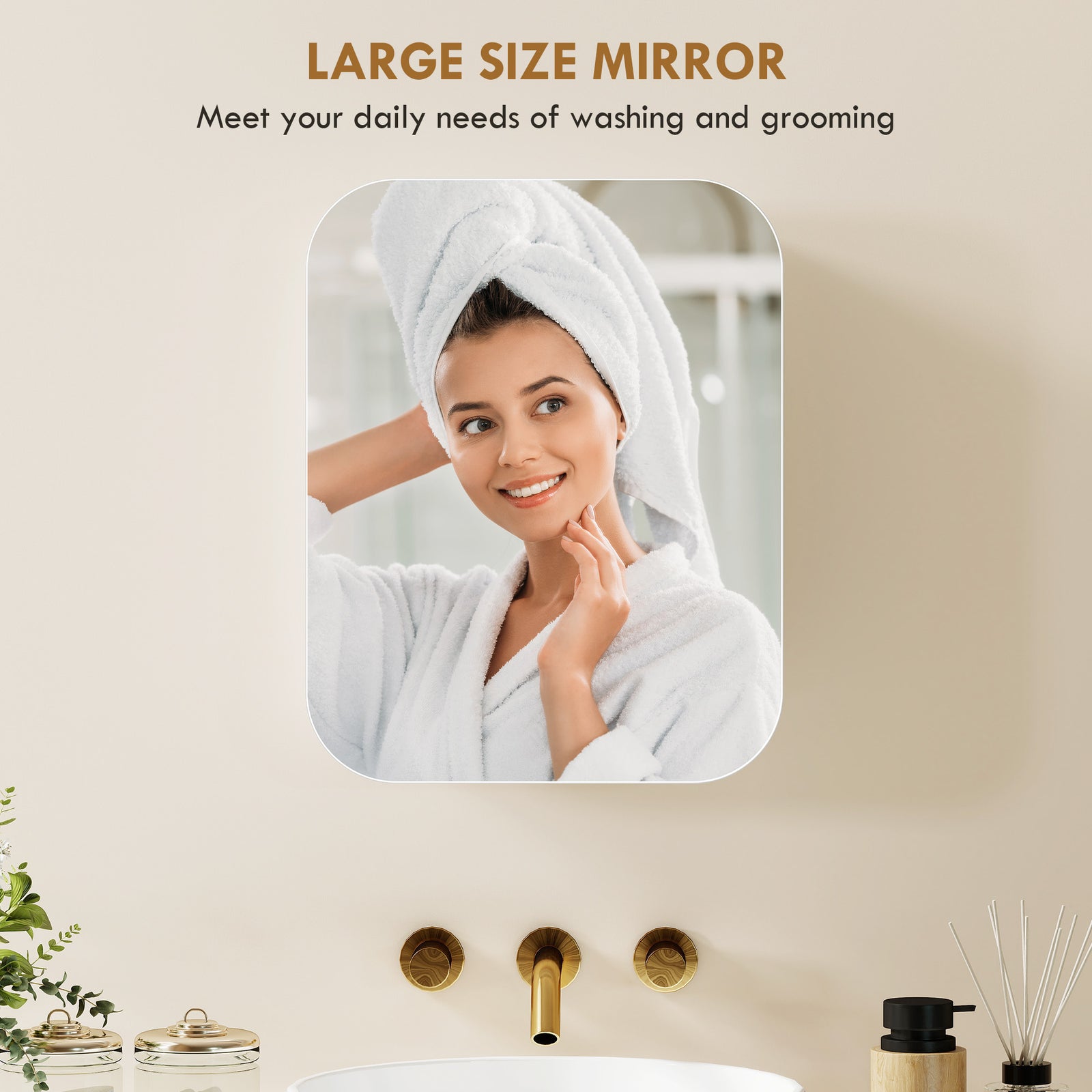 HOMCOM Bathroom Medicine Cabinet with Mirror, Bathroom Wall Cabinet with Adjustable Shelves, Soft Close Hinges, White
