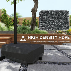 Outsunny Parasol Base Plastic Umbrella Stand for Cantilever Parasol with Wheels, Heavy Duty Umbrella Stand, Water/Sand Filled