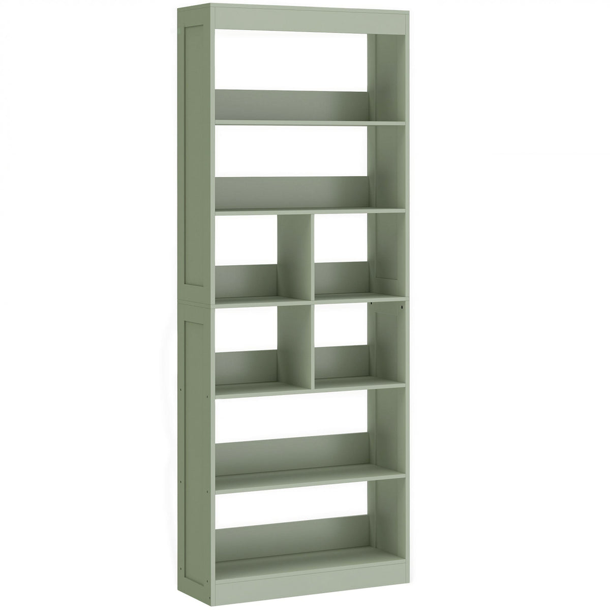HOMCOM Bookcase, 6-Tier Bookshelf with Open Storage Shelves, Cubes, 180 cm Tall Display Shelf with Anti-Tipping Design, Green