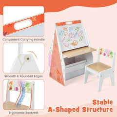 Double-Sided Kids Art Easel and Play Station for Boys Girls-White