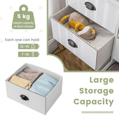 Dresser with 6 Foldable Fabric Drawers Living Room Bedroom-White