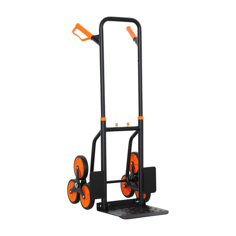 DURHAND Six-Wheel Folding Sack Barrow Trolley in Black and Orange