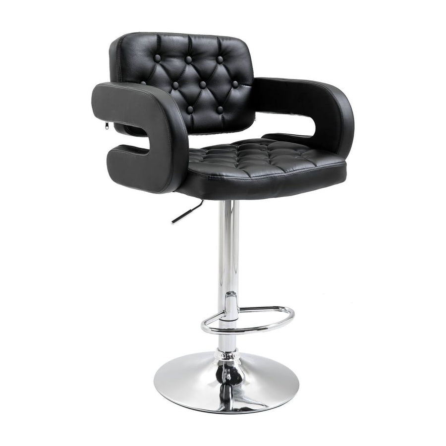 HOMCOM PU Leather Upholstered Swivel Bar Stool, Height Adjustable with Back, Armrest, Footrest, Black