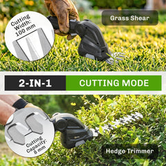 Outsunny 2-in-1 Cordless Hedge Trimmer & Grass Shear with 7.2V 2 x Rechargeable 2000mAh Batteries, 2 Changeable Blades