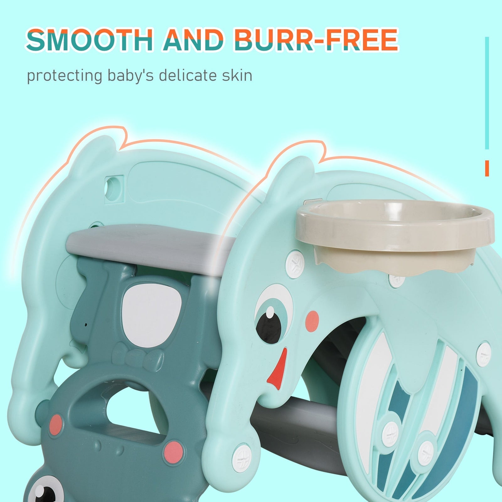 HOMCOM 3-in-1 Baby Rocking Horse Portable Slide in Green