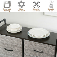 Fabric Storage Organizer with Clothes Rack and Drawers
