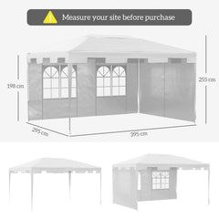 Outsunny 3 x 4 m Garden Gazebo Shelter Marquee Party Tent with 2 Sidewalls for Patio Yard Outdoor - White - product image 3