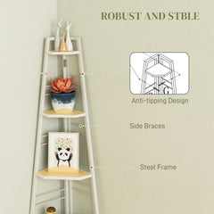 HOMCOM Five-Tier Corner Shelf - White