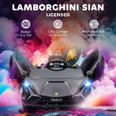 HOMCOM Lamborghini Sian Licensed Electric Car for Kids, 12V Kids Electric Ride on Car with Dual Motors, Remote Control, Black