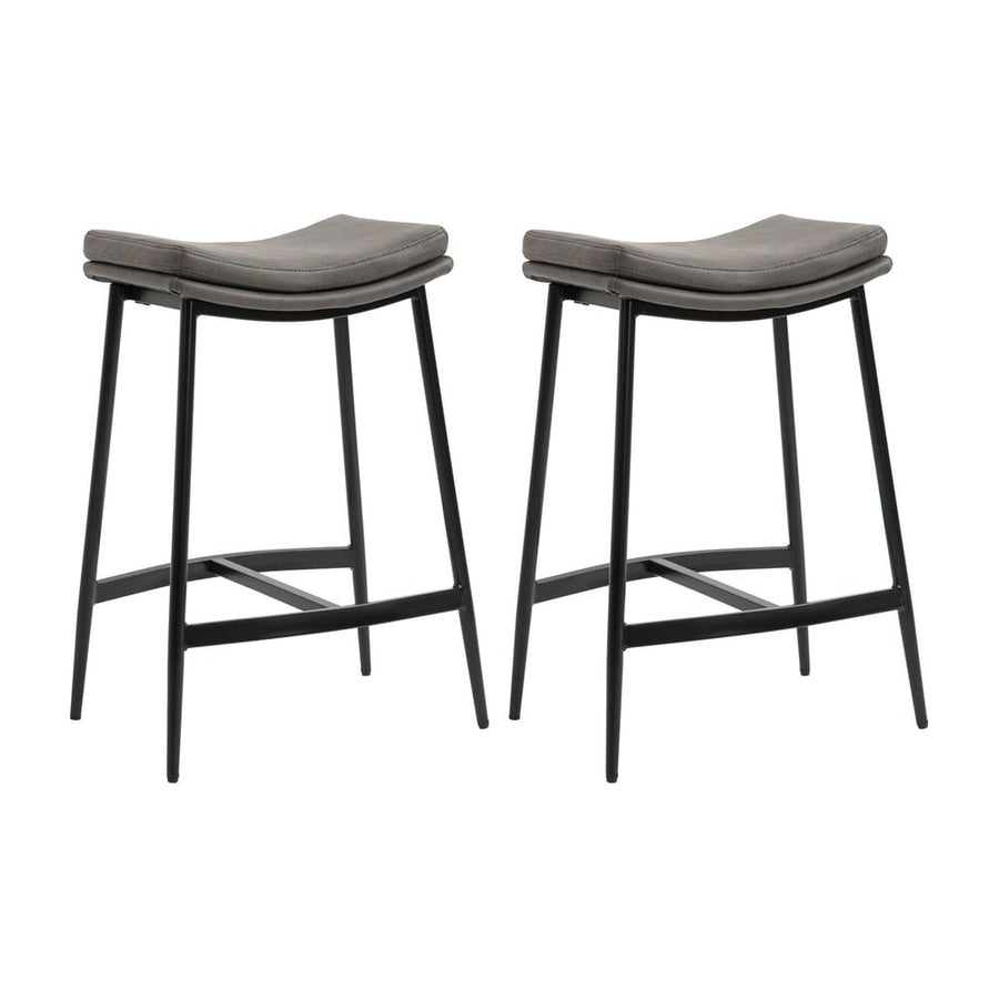 HOMCOM Breakfast Bar Stools Set of 2, Microfibre Upholstered Barstools, Industrial Bar Chairs with Curved Seat and Steel