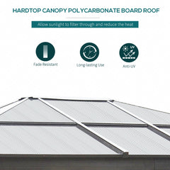 Outsunny 3 x 3.6(m) Hardtop Gazebo Canopy with Polycarbonate Roof and Aluminium Frame, Garden Pavilion, Brown