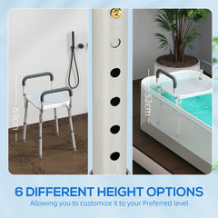HOMCOM 57-69cm Aluminium Frame Bath Seat - Light Blue