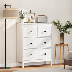 HOMCOM Modern Chest of Drawers, 4 Drawer Dresser Clothes Storage Organiser for Living Room, Hallway, Entryway, White