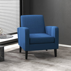 HOMCOM Linen-Look Boxy Armchair - Blue
