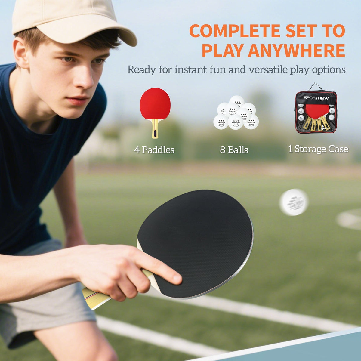 SPORTNOW Portable Table Tennis Set with Four Rackets, Eight Balls, Storage Case - product image 4