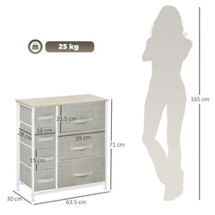 HOMCOM Chest of Drawers with 7 Drawers, Fabric Drawers with Large Storage Space, Drawers Dresser with Metal Frame, Adjustable Feet for Bedroom Living Room, Light Grey