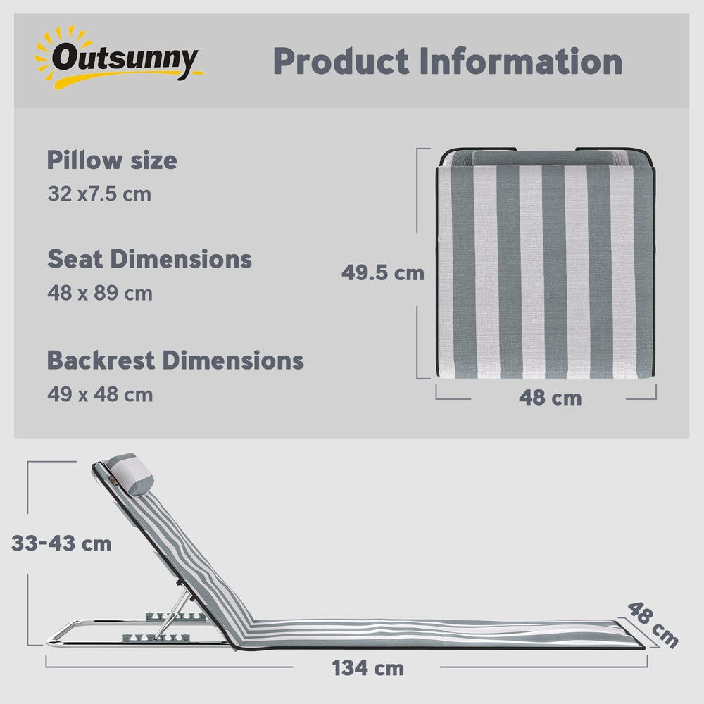 Size diagram of the foldable garden beach chair mat showing dimensions