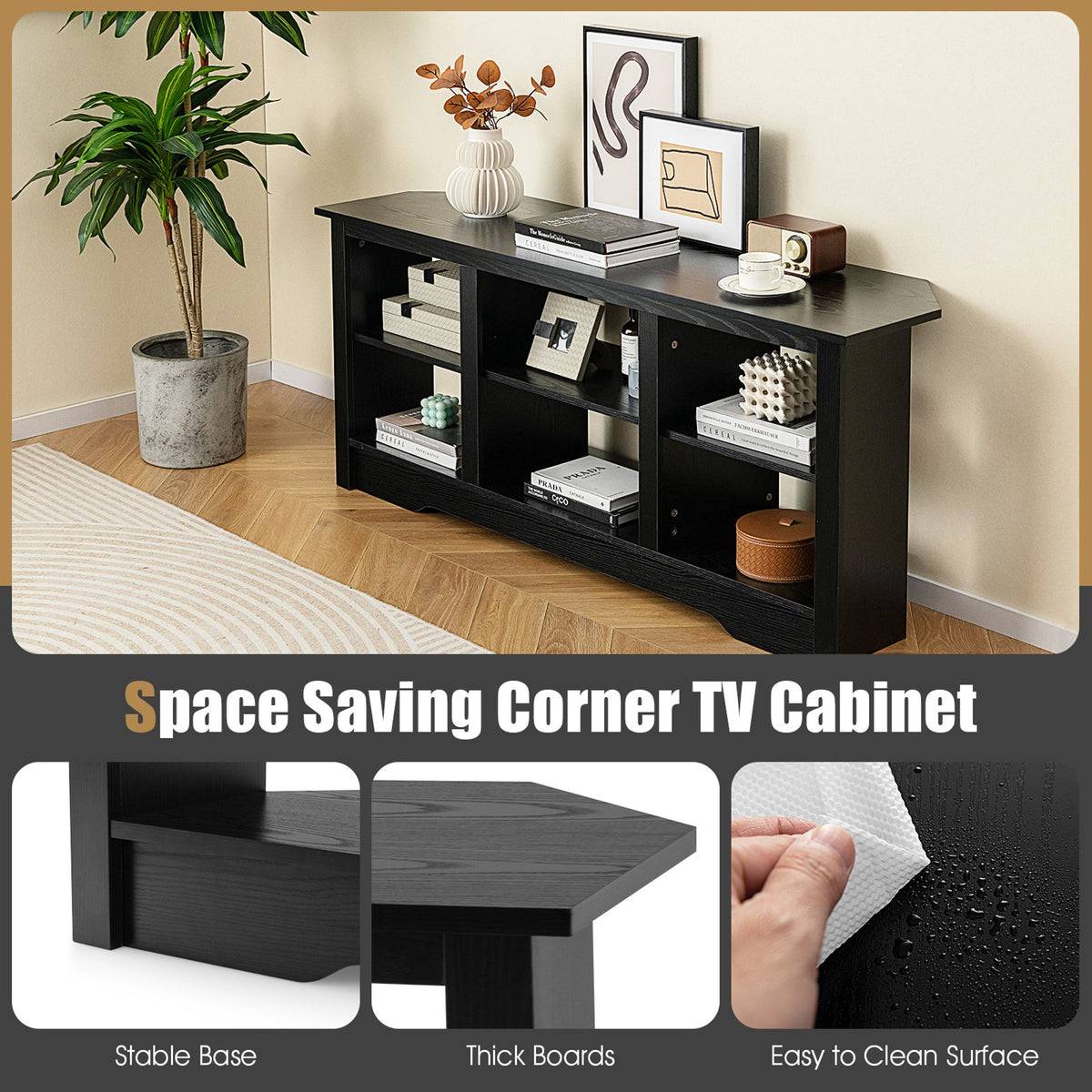 TV Stand Electric Fireplace Black image
