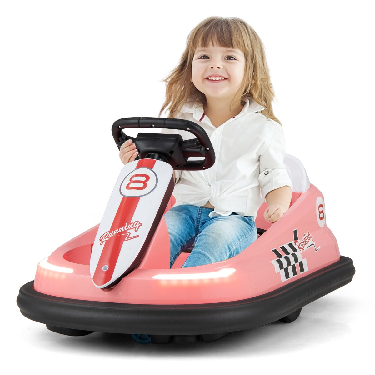Electric kids Ride-on Bumper Car with 360° Spinning and Dual Motors-Pink