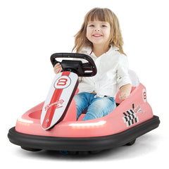 Electric kids Ride-on Bumper Car with 360° Spinning and Dual Motors-Pink