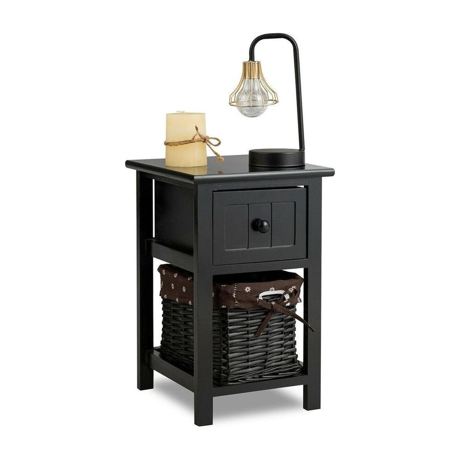 Elegant 2-Layer Wood Bedside End Table Nightstand