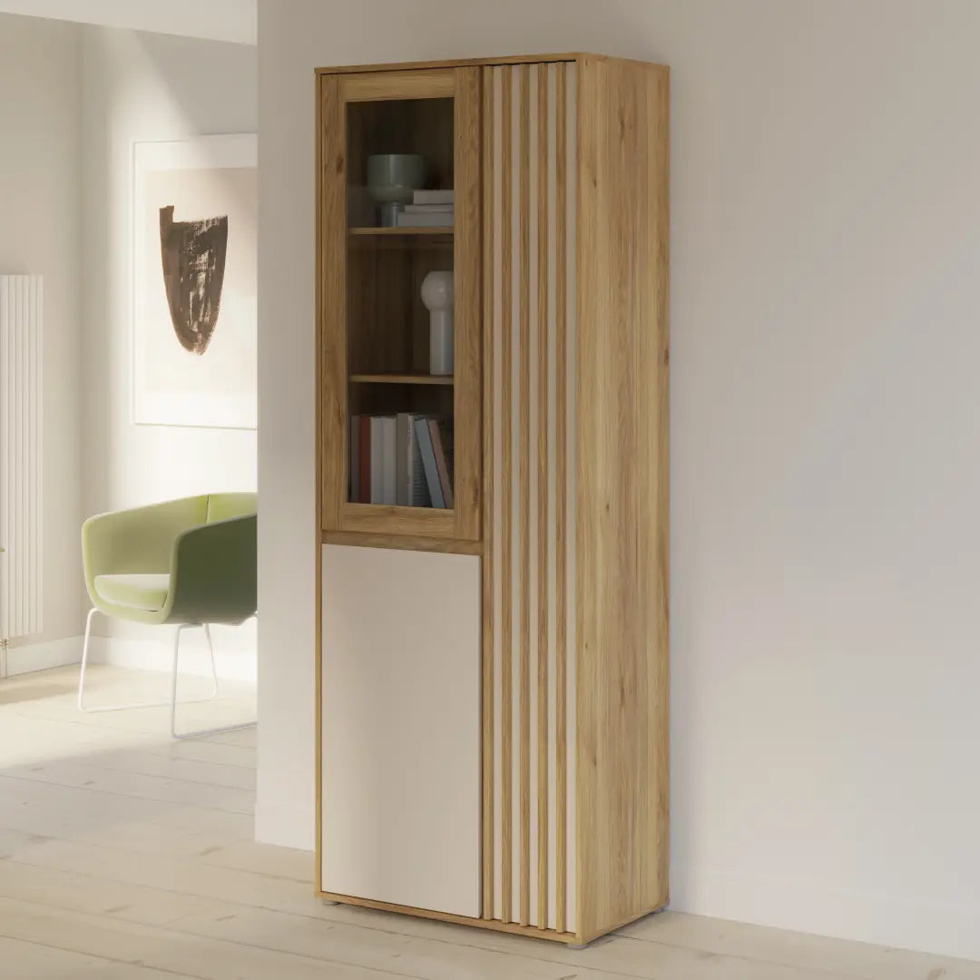 Eliston Tall Display Cabinet 74cm in Oak Mauvella