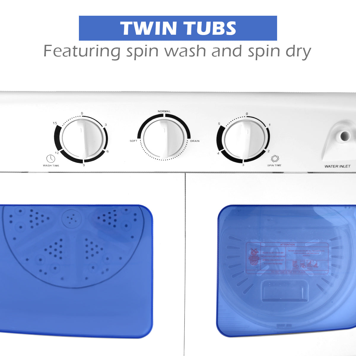 8 KG Twin Tub Washing Machine with Time Control and Drain Hose