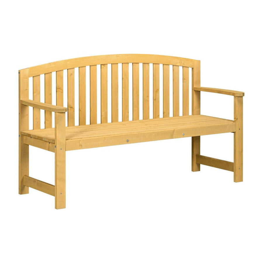 Outsunny 2 Seater Wooden Garden Bench with Armrest, Outdoor Furniture Chair for Park, Balcony, Orange