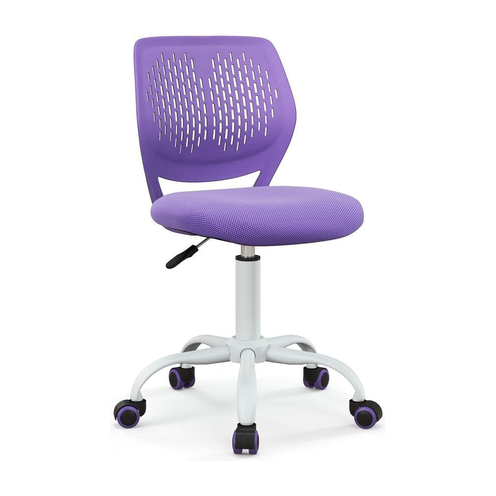 Ergonomic Children Study Chair with Adjustable Height in purple, a swivel chair with wheels and a perforated backrest