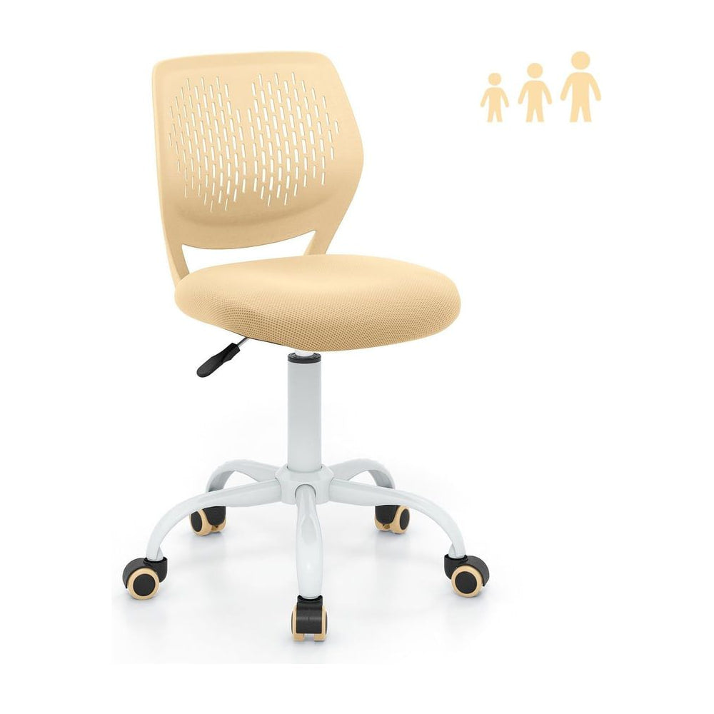 Ergonomic Children Study Chair with Adjustable Height in yellow, shown from the front on a white background
