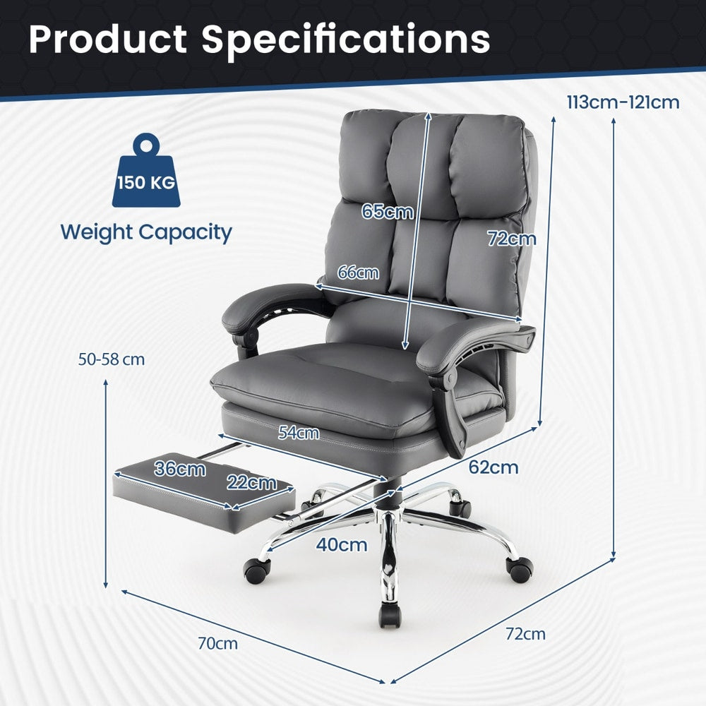 The office chair with overlaid arrows and text indicating various product dimensions